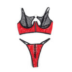 955540 Reggiseno In Vernice Rossa Con Cerniera E Reggiseno A Retino L/Xl - Subblime - immagine 6