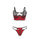 955540 Reggiseno In Vernice Rossa Con Cerniera E Reggiseno A Retino L/Xl - Subblime - immagine 4