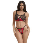 955540 Reggiseno In Vernice Rossa Con Cerniera E Reggiseno A Retino L/Xl - Subblime