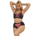 955571 Set Reggiseno In Vernice Rosa Con Cerniera E Reggiseno A Retino S/M - Subblime