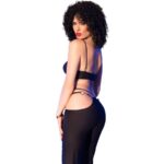 Cr 4851 Set Top Nero Y Leggins Con Complementos Dorados - Chilirose - immagine 2