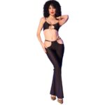 Cr 4851 Set Top Nero Y Leggins Con Complementos Dorados - Chilirose