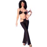 Cr 4851 Set Top Nero Y Leggins Con Complementos Dorados - Chilirose - immagine 3