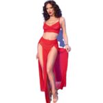 Cr 4850 Set Top Rosso Y Leggins Con Complementos Dorados S - Chilirose