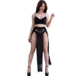 Cr 4672 Top Nero Falda Y Tanga Con Cadenas Doradas S - Chilirose - immagine 2