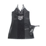 957520 Vestido De Cuero Con Encaje Floral Nero S/M - Subblime - immagine 4
