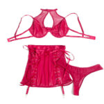 957605 Conjunto Sujetador Y Falda De Cuero Rosso S/M - Subblime - immagine 5