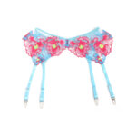 957643 Conjunto Sujetador Y Liguero Con Bordados De Flores Rosas S/M - Subblime - immagine 8
