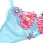 957643 Conjunto Sujetador Y Liguero Con Bordados De Flores Rosas S/M - Subblime - immagine 6