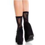 Calzini In Pizzo Con Fiocco In Pizzo Nero - Leg Avenue - immagine 2