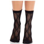 Calzini In Pizzo Con Fiocco In Pizzo Nero - Leg Avenue - immagine 3