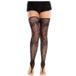 Calze Senza Piede In Pizzo Floreale Nere - Leg Avenue