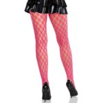 Collant In Pizzo Con Occhielli Rosa Neon - Leg Avenue - immagine 2