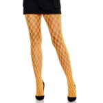 Collant In Pizzo Con Occhielli Neon Arancione - Leg Avenue