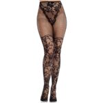 Calze In Pizzo Dahlia Con Dettaglio A Rete Nere - Leg Avenue