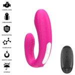 Janet Dual Stimolatore E Vibratore A Forma Di U Con Telecomando Rosa - Intense - immagine 4