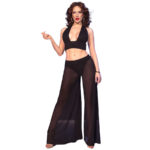 Cr  4857 Set Top Y Pantalones Nero Talla S - Chilirose