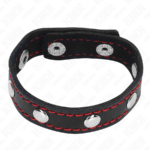 Anello Per Pene In Pelle Con Chiusura A Pressione Fodera Rossa 21 X 1,5 Cm - Kink - immagine 3