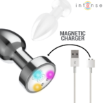 Plug Anale Vibrante In Metallo Con Luci Led E Telecomando - Taglia S - Intense - immagine 6