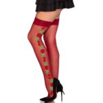 Calze Con Cintura Giarrettiera 1957 Con Fiori Rossi - Taglia Unica - Leg Avenue - immagine 2