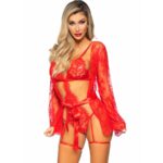 Set Body + Bata De Liguero Rosso - Leg Avenue