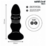 Tappo Anale Rotante E Vibrante, Luce Led, Telecomando - Addicted Toys - immagine 6