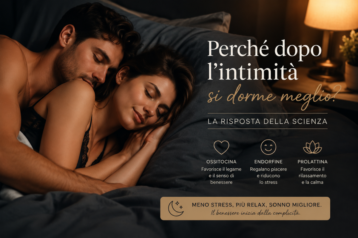 Coppia che dorme serenamente dopo un momento di intimità e complicità